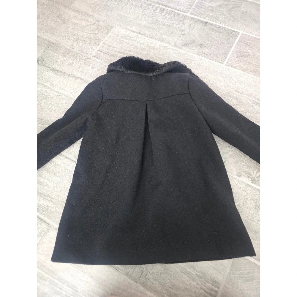 Gymboree Girls Black Heart Pocket Faux Fur Collar Pea Coat 3T